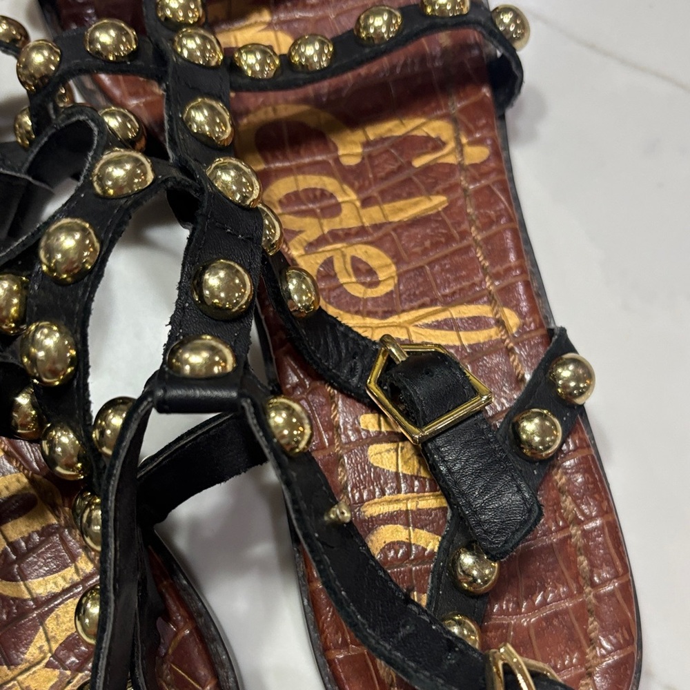 Sam Edelman Black Gladiator Sandals with Gold Studs - Picture 6 of 12